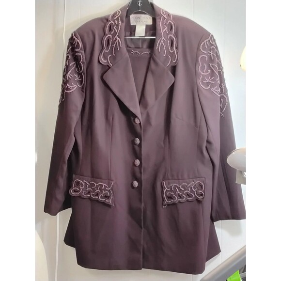 St Anthony Vintage 2 pcs Beadd Evning Suit Size 18 Plum - Picture 1 of 4